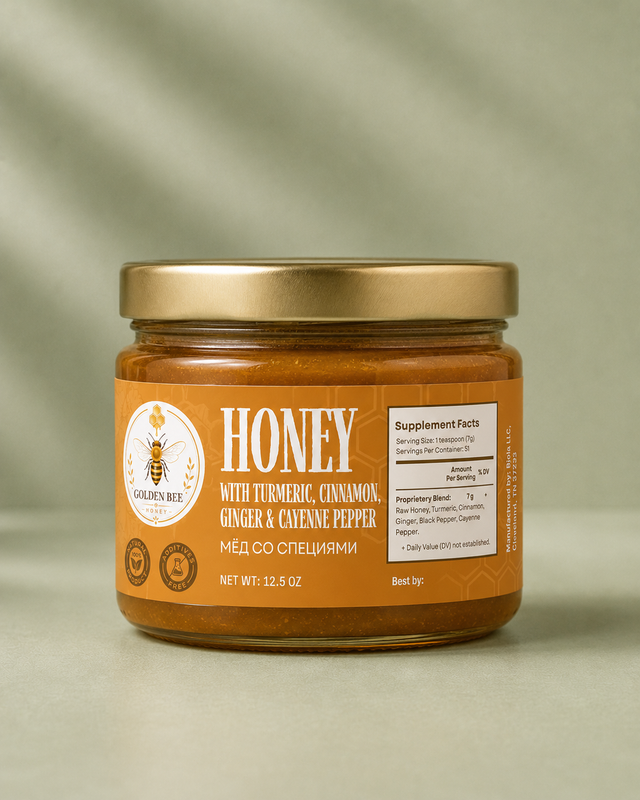 Raw Honey With Turmeric, Cinnamon, Ginger, And Cayenne Pepper